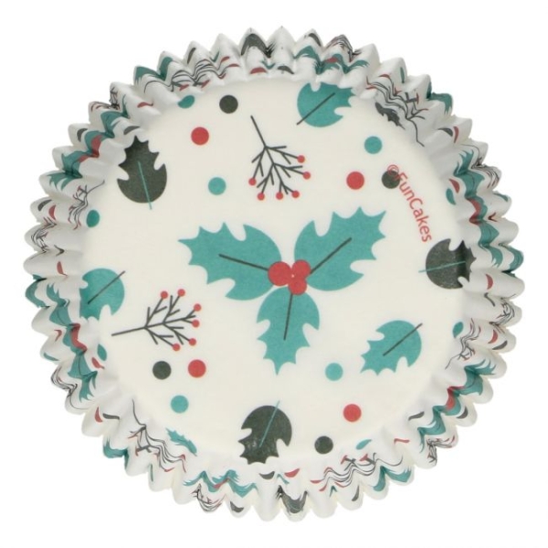 Cupcake Baking Cases - Holly Leaf